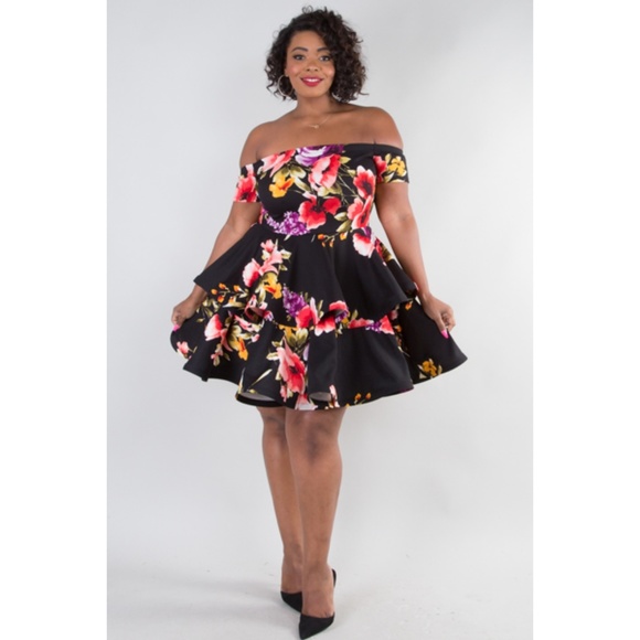 3x off Shoulder Short Sleeve layer Dress - Picture 2 of 6